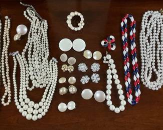 Pearl and Faux Pearl Necklaces, Earrings and Jewelry