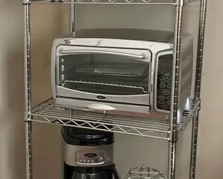 Chrome Wire Shelving Unit with Oster, Cuisinart. Kitchen Appliances and Cookware,