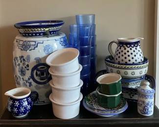 Blue and White Pottery, Glassware and Ceramic Bowls
