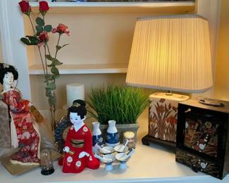 Asian Figurines, Table Lamp and Home Accessories