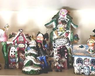 Blue Sky Clayworks Christmas Santa and Village Ceramics