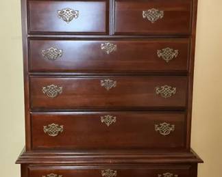 Queen Anne Style Mahogany Finish Highboy Chest