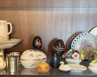 Wedgwood, Portmeirion and Floral Porcelain, Eggs, Trinket Boxes and Bells