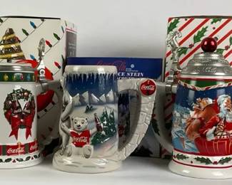 Budweiser and Coca Cola Collectible Beer Steins