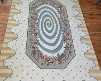 05 MacKenzie Childs 5 x 8 Hand Hooked Wool Floral Area Rug