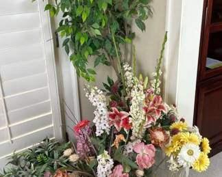 Artificial Ficus Tree and Floral Arrangements