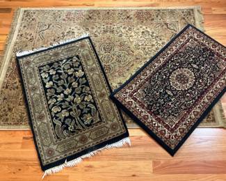 Three Oriental Style Area Rugs with Floral and Medallion Patterns