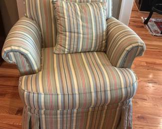 Striped Upholstered Armchair with Matching Pillow