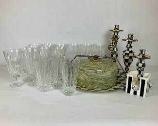 MacKenzie Childs Checkered Accessories with Crystal Glassware