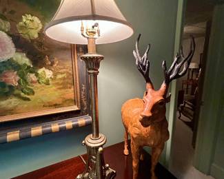 Pair of decorative standing deer figures