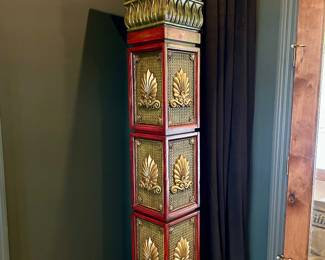 Ornate red and gold storage columns 