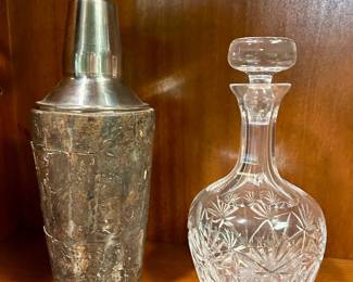 Cocktail shaker • cut glass decanter