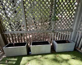 Three rectangular outdoor planters