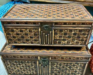 Set of two nesting woven storage chests 
