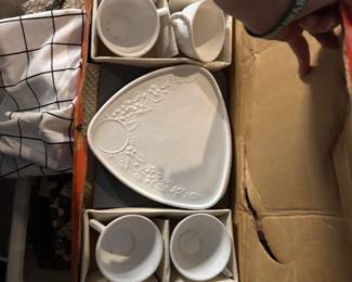 cute unusual milk glass set