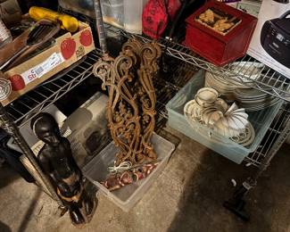 large african statue, architectural iron decos vintage germany china