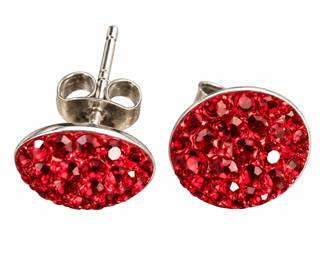 Brincos de strass vermelho brilhante
