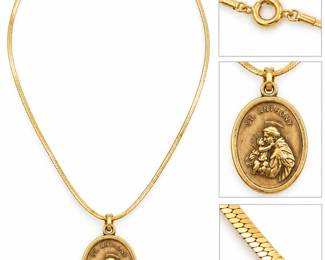 Medalha de Santo Antonio com Colar Dourado