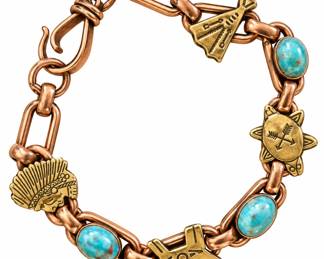 Pulseira de Cobre, Turquesas e Charms Navajos
