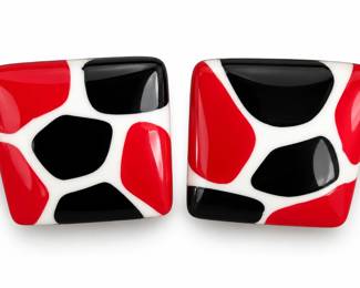 Brincos Esmaltados em Mosaico Abstrato