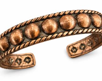 Bracelete de Cobre com Cupulas Envelhecidas