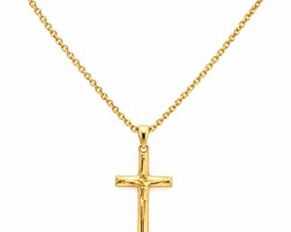Colar Dourado com Crucifixo em Destaque