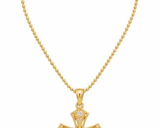 Colar Dourado com Cruz Ornamentada