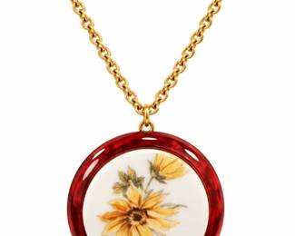 Medalhao Floral Dourado com Moldura Bordo