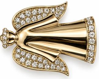 Broche de Anjo Dourado com Cristais
