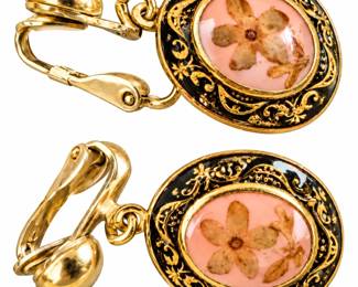 Brincos Vintage com Flores Secas