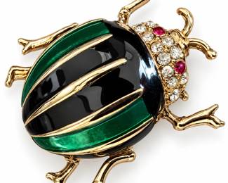 Broche de Besouro Esmeralda e Dourado