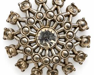 Broche Antiga Radial com Cristal Facetado