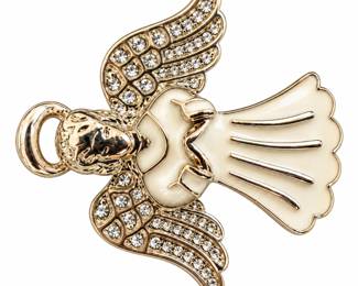 Pingente de Anjo Dourado com Cristais
