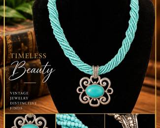 Elegancia Turquesa em Joias Vintage