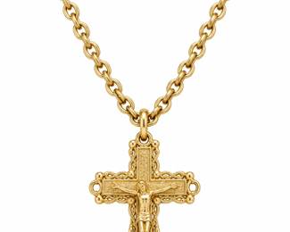 Colar de Crucifixo Dourado Ornado