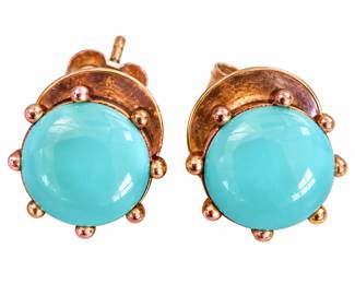 Brincos Turquesa Vintage em Cobre