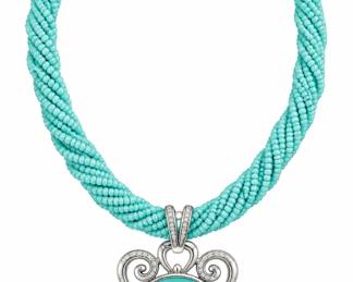 Colar Turquesa com Pingente Ornamental