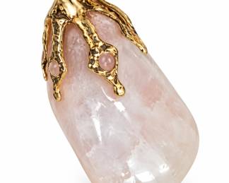 Pingente de Quartzo Rosa com Ouro Organico