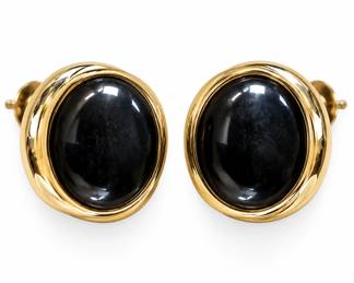 Brincos Dourados com Pedras Negras Glossy