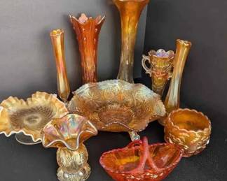 BE125Marigold Carnival Glass