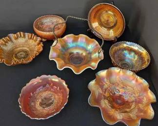BE134Vintage Marigold Iridescent Carnival Glass