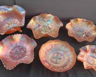 BE138Marigold Carnival Glass Bowl Mix