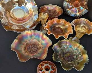 BE128Vintage Marigold Carnival Glass