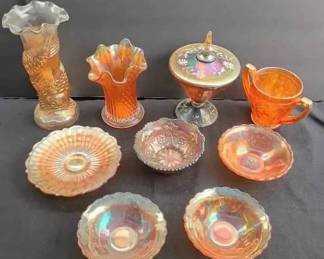 BE112Marigold Iridescent Carnival Glass