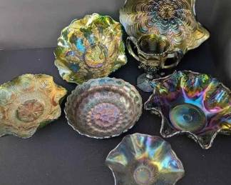 BE136Vintage Iridescent Carnival Glass