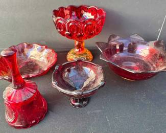 BE158Vintage Ruby Red Glass