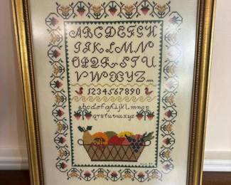 084 13x17framedcrossstitchsampler
