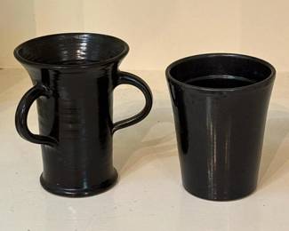 070 pairofblackglazedpotteryvessels