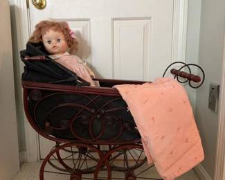 379 victorianwickerbabycarriagewithvint