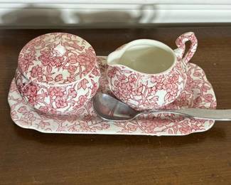 265 pinkfloraltransferwarecreamersugarb
